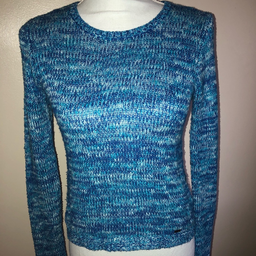 Hollister Cropped Blue Knitted Sweater